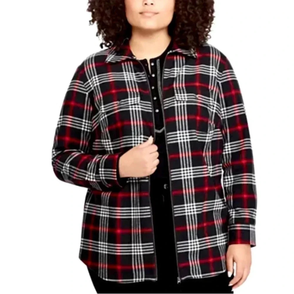 NWT Chaps Ralph Lauren Flannel Plaid Zip Up Jacket